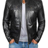 Fashion Leather Stand Up Collar Jacket - Trendociti